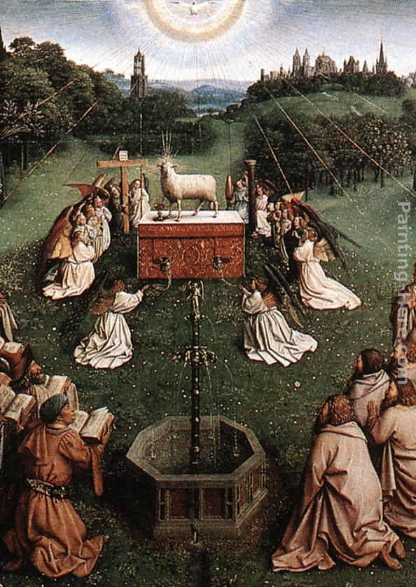 Jan van Eyck The Ghent Altarpiece Adoration of the Lamb [detail centre]